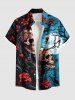 Tree Branch Floral Moon Skull Print Shirt Swimsuit Plus Size Matching Hawaii Beach Outfit For Couples -  