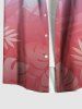 Tenue de plage hawaïenne assortie grande taille à imprimé feuilles tropicales ombrées pour couples - Rouge 