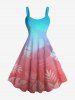 Tenue de plage hawaïenne assortie grande taille à imprimé feuilles tropicales ombrées pour couples - Rouge 