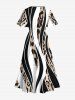 Leopard Curve Colorblock Print Plus Size Matching Hawaii Beach Outfit For Couples -  