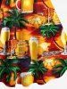 Fruits et Tasse de Plage Assortis à Imprimé Cocotiers Grande-Taille pour Couples - Orange 