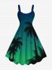Coconut Tree Ombre Galaxy Print Plus Size Matching Hawaii Beach Outfit For Couples -  