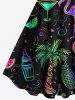 Short de Plage Hawaïen Flamant et Ananas Imprimés de Grande Taille pour Couple - Noir 