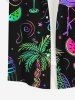 Short de Plage Hawaïen Flamant et Ananas Imprimés de Grande Taille pour Couple - Noir 
