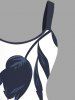 Costume de Plage Grande Taille Imprimé à Fleurs et Feuilles Assorti - Blanc 
