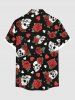 Maillot de Bain Grande Taille et Short de Plage Imprimé de Roses et Coeur - Noir 
