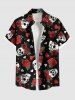 Maillot de Bain Grande Taille et Short de Plage Imprimé de Roses et Coeur - Noir 