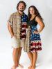 3D Lace Up American Flag Newspaper Print Plus Size Matching Set For Couples -  