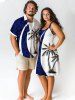 Coconut Tree Tropical Leaf Print Plus Size Matching Hawaii Beach Outfit For Couples -  