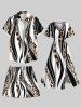 Plus Size Leopard Curve Colorblock Print Hawaii Drawstring Beach Shorts For Men -  