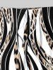 Plus Size Leopard Curve Colorblock Print Hawaii Drawstring Beach Shorts For Men -  