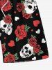 Plus Size Skull Rose Flower Leaf Heart Print Hawaii Drawstring Beach Shorts For Men -  