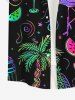 Plus Size Coconut Tree Flamingo Fruit Juice Pineapple Watermelon Print Buttons Pocket Hawaii Shirt For Men -  