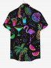 Plus Size Coconut Tree Flamingo Fruit Juice Pineapple Watermelon Print Buttons Pocket Hawaii Shirt For Men -  