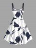 Plus Size Flowers Leaf Print Hawaii Tank Dress -  