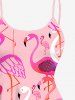 Plus Size Flamingo Print High Low Hawaii Cami Dress -  
