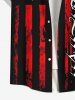 Plus Size Patriotic American Flag Letters Print Buttons Pocket Shirt For Men -  