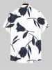 Plus Size Flowers Leaf Print Buttons Pocket Hawaii Shirt For Men -  