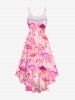 Plus Size Flamingo Print High Low Hawaii Cami Dress -  