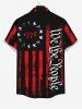 Plus Size Patriotic American Flag Letters Print Buttons Pocket Shirt For Men -  
