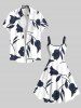 Plus Size Flowers Leaf Print Buttons Pocket Hawaii Shirt For Men -  