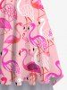 Plus Size Flamingo Print High Low Hawaii Cami Dress -  