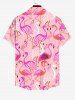 Plus Size Flamingo Print Buttons Pocket Hawaii Shirt For Men -  