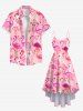 Plus Size Flamingo Print Buttons Pocket Hawaii Shirt For Men -  