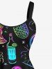 Plus Size Coconut Tree Flamingo Fruit Juice Pineapple Watermelon Print Hawaii Tank Dress -  