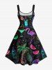 Plus Size Coconut Tree Flamingo Fruit Juice Pineapple Watermelon Print Hawaii Tank Dress -  
