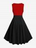 Plus Size Patriotic American Flag Letters Print 1950s Vintage Dress -  