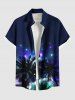 Tenue de Plage Grande Taille Scintillante et Imprimé de Cocotiers Sous la Galaxie - Noir 