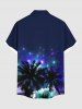 Tenue de Plage Grande Taille Scintillante et Imprimé de Cocotiers Sous la Galaxie - Noir 