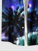Tenue de Plage Grande Taille Scintillante et Imprimé de Cocotiers Sous la Galaxie - Noir 