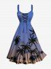 Coconut Tree Ombre Sky Print Plus Size Matching Hawaii Shirt and Dress Beach Outfit For Couples -  