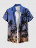 Coconut Tree Ombre Sky Print Plus Size Matching Hawaii Shirt and Dress Beach Outfit For Couples -  