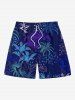 Tenue de plage hawaïenne assortie grande taille à imprimé feuilles tropicales de cocotier pour couples - Bleu profond 