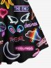 Glitter Neon Flamingo Banana Heart Wing Moon Print Plus Size Matching Hawaii Beach Outfit For Couples -  