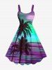 Short de Plage Grande Taille Imprimé Arbre et Noix de Coco Hawaii - Pourpre  