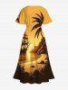 Coconut Tree Sun Sailboat Print Plus Size Matching Hawaii Beach Outfit For Couples -  