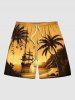 Coconut Tree Sun Sailboat Print Plus Size Matching Hawaii Beach Outfit For Couples -  
