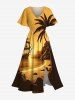 Coconut Tree Sun Sailboat Print Plus Size Matching Hawaii Beach Outfit For Couples -  