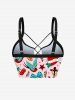Bird Cherry Heart Anchor Bowknot Cruise Print Swimsuit Hawaii Plus Size Matching Set -  
