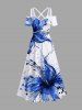 Flowers Paint Splatter Print Plus Size Matching Hawaii Beach Outfit For Couples -  