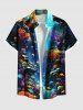 Contrastant Imprimé Poisson Grande Taille Costume de Plage pour Couples - Bleu 