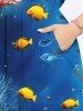 Contrastant Imprimé Poisson Grande Taille Costume de Plage pour Couples - Bleu 