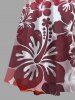 Tenue de Plage à Imprimé Fleurs Tropicales D'Hibiscus Grande-Taille pour Couples - Rouge 
