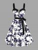 Costume de Plage Grande Taille Imprimé à Fleurs et Feuilles Assorti - Noir 
