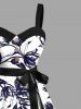 Costume de Plage Grande Taille Imprimé à Fleurs et Feuilles Assorti - Noir 