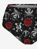 Plus Size Skull Pirate Rose Flower Star Print Lace Up Panel Tankini Swimsuit -  